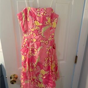Lilly Pulitzer strapless floral pocket dress